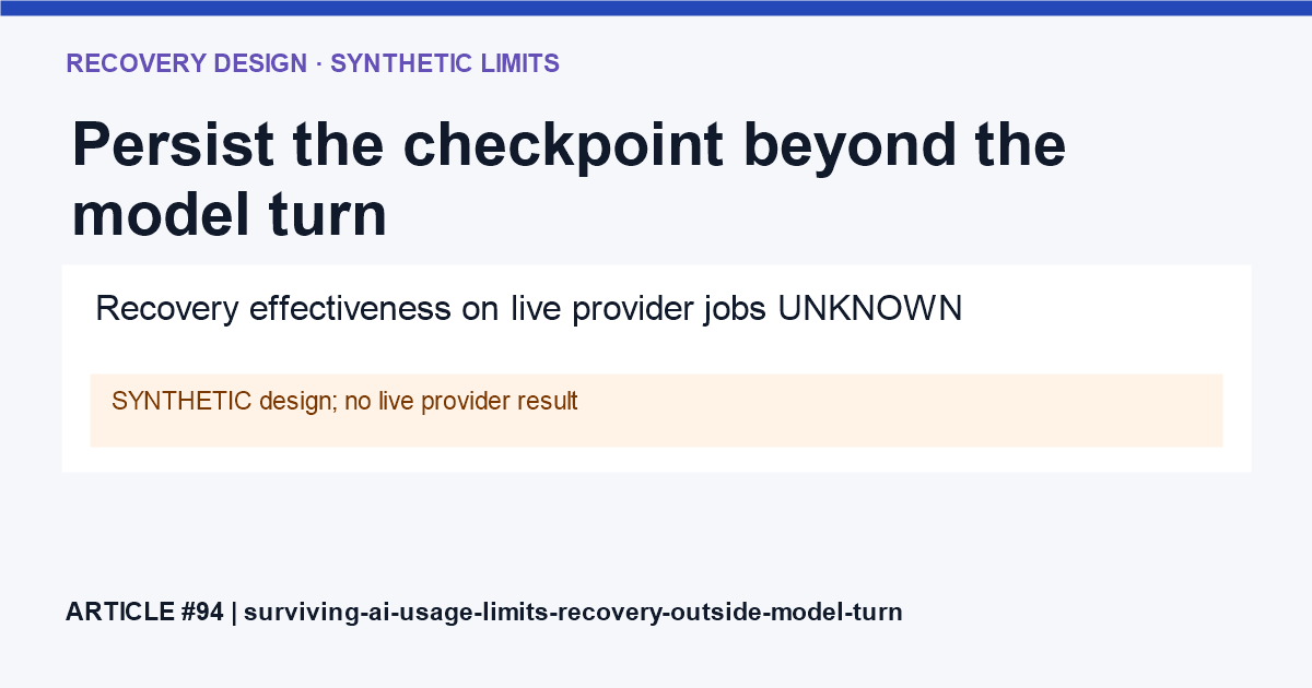 A durable job checkpoint remains outside a paused model request and is reconciled before a verified-boundary resume.